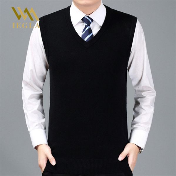 

sweater classic style solid color men's fromal business wool vest male autumn&winter wool pullover men sleeveless jerseis hombre, Black;white