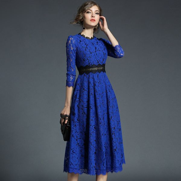 

womens dress women designer dresses spring new womens lace dresses crochet hollow out vestido patchwork slim office party long dress, Black;gray