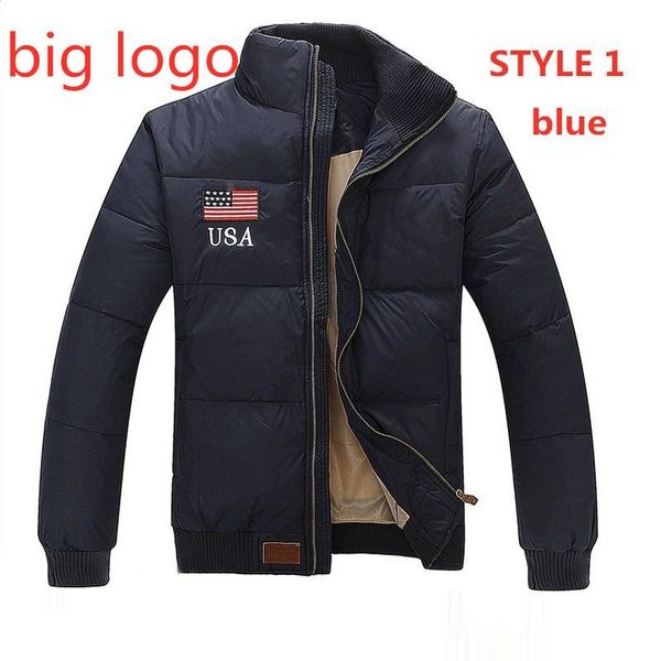 

сша поло марка пол пуховик мужской американская вышивка мода куртка поло толстые теплые мужские белый утка вниз тонкий жакет, Black