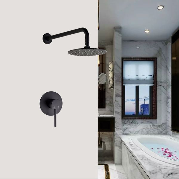 

wall mounted bathroom rainfall shower system brass and cold mixer valve 8" 10" 12" stainless steel shower head