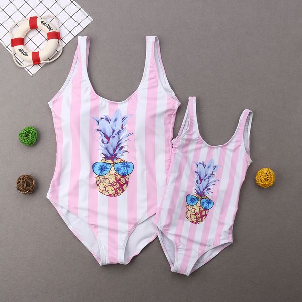 

2019 spring new lovely mommy me family matching bikini mother daughter swimwear kids women swimsuit new, Blue