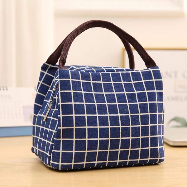 

сумки портативный обед мешок plaid печатных теплоизолирующего lunch box tote cooler сумки мешок ужин контейнер школа хранения, Blue;pink