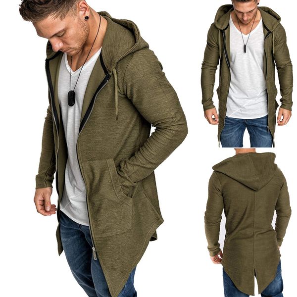 

goocheer men's autumn winter warm thin jackets cardigan coats long sleeve hooded coat zip up sports hoodie jacket sweatshirt, Black