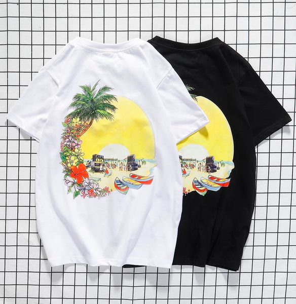 

20ss новый европейский американский бренд tide мужские дизайнерские футболки лето роскошные хип-хоп мода ландшафтная печать отличная хлопчат, White;black