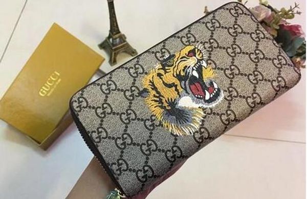 

2019 горячий кошелек на молнии Высокое качество искусственная кожа мода тигровая змея дизайнер сцепления известный бренд клатч воды пульсации кошелек без коробки S9