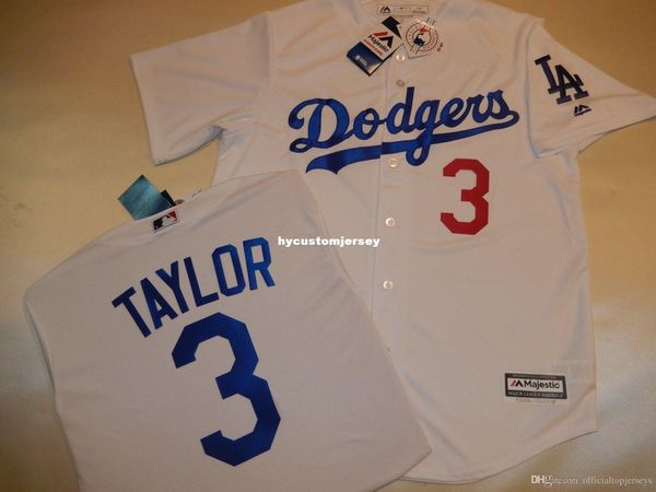 

custom majestic mens los angeles #3 chris taylor baseball jersey new white mens stitched jerseys big and tall size xs-6xl for sale, Black;blue