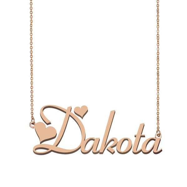

dakota name necklace pendant for women girls birthday gift custom nameplate kids friends jewelry 18k gold plated stainless steel, Silver