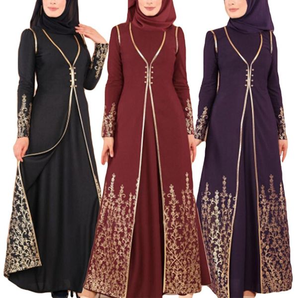 

ramadan muslim women long maxi dress abaya jilbab kaftan islamic party evening robe gown stamping arab dress 2019 fashion, Red
