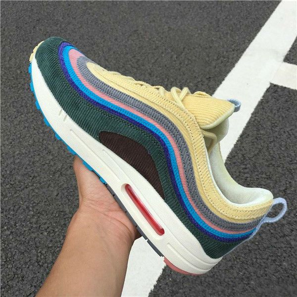 

97 sean wotherspoon men women running shoes 97s women vivid sulfur multi yellow blue hybrid sports shoes