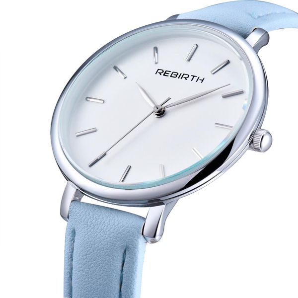 

rebirth women's simple leather quartz watch ladies dress watch casual wristwatch relojes montre femme gift, Slivery;brown