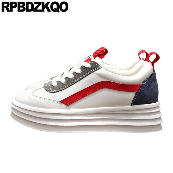 

sneakers designer creepers platform shoes trainers elevator women flats lace up round toe hidden thick sole korean 2019 muffin, Black