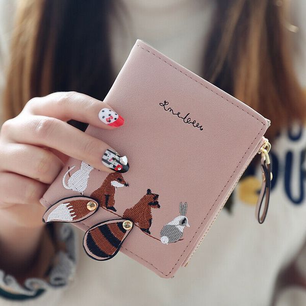 

fashion womens leather purse mini small wallet coin cartoon animal card holder handbag