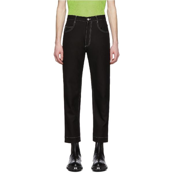 

s-6xlmen's casual pants nine points pants simple slim pressure line classic, Black