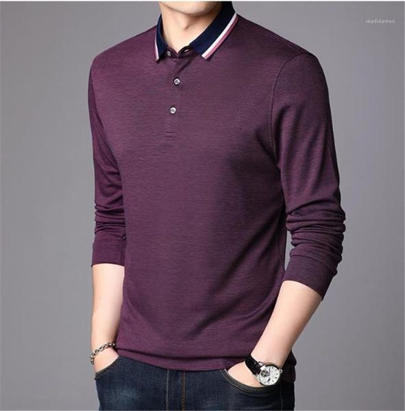 

мужские дизайнерские классические поло с длинными рукавами свободные стенд воротник мужская одежда мода сплошной цвет рубашки поло, White;black