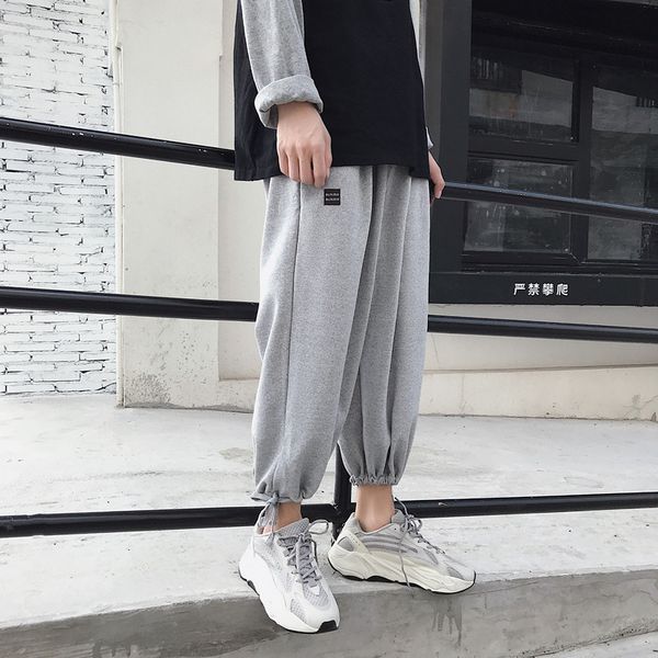 

mixcubic 2020 весна лето корейский стиль дикие черные кулиской sweatpants мужчины случайные свободные брюки лучевые мужчин брюки, m-xxl, Black