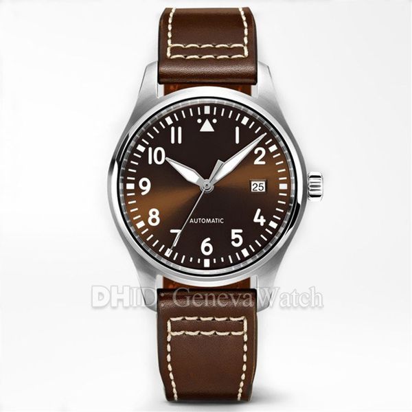 

sports mens watches 327003 40mm man mechanical autoamtic movement sapphire brown dial cowhide leather band wrisrtwatches montre de luxe, Slivery;brown