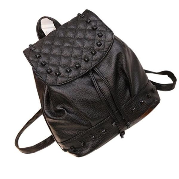 

fashion girl rivet leather backpacks female school bag travel backpack satchel women shoulder rucksack mochila escolar