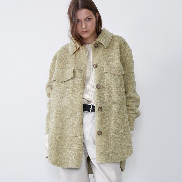 

zoepo turn down collar coats women fashion solid faux fur effect jackets women elegant single breasted coats female ladies jz, Black