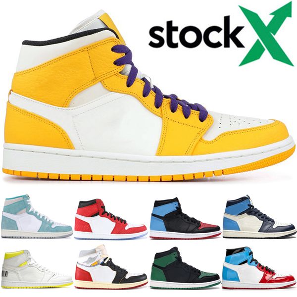 

mens 1 high og basketball shoes 1s women men fearless yellow purple shadow gold toe nrg-red unc kowhi leonard sneakrs trainers 36-46