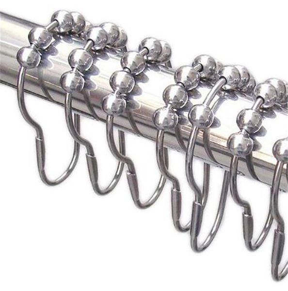 

new housekeeping 12 pcs/pack fashion polished satin nickel 5 roller ball shower curtain rings curtain hooks