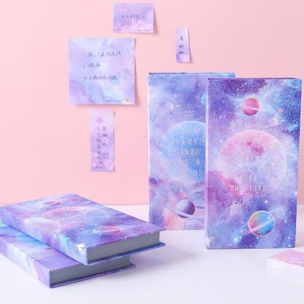 

space cherry blossoms sticky notes galaxy planet notebook little book sticker set with box tearable note students prize back to school gift