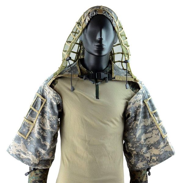 

ghillie suit foundation, rips camouflage tactical ghillie hood, Black;red