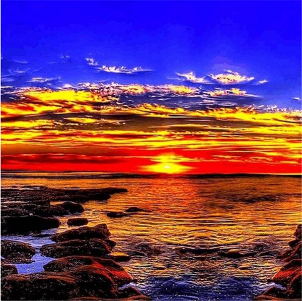 

5d diy diamond painting cross stitch kit rhinestone full round&square diamond embroidery landscape sunrise sea home mosaic decor gift bb0837