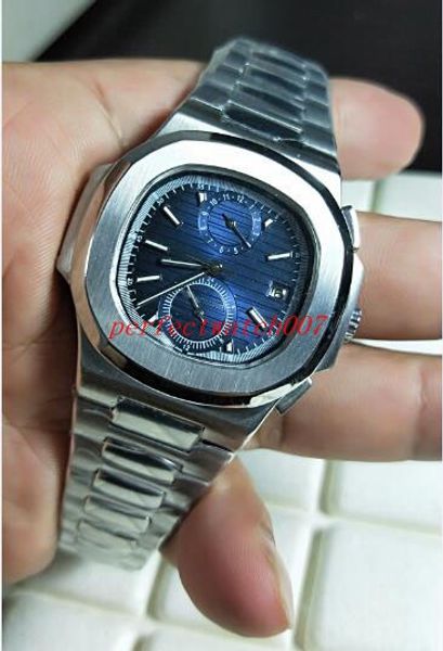 

classic series luxury nautilus classic 5990/1a-001 blue dial 40.5mm mechanical transparent automatic mens watch watches, Slivery;brown