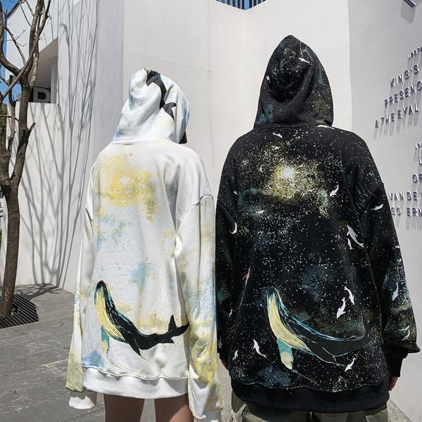 

ins influx of chinese national wind lovers hooded sweater boys and girls cartoon fish begonia oversize coat