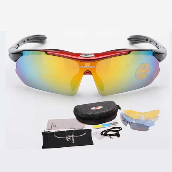 

robesbon outdoor sports uv400 sunglasses 5 lens pc bicycle sports men's glasses slim and light cycling glasses driving climbing