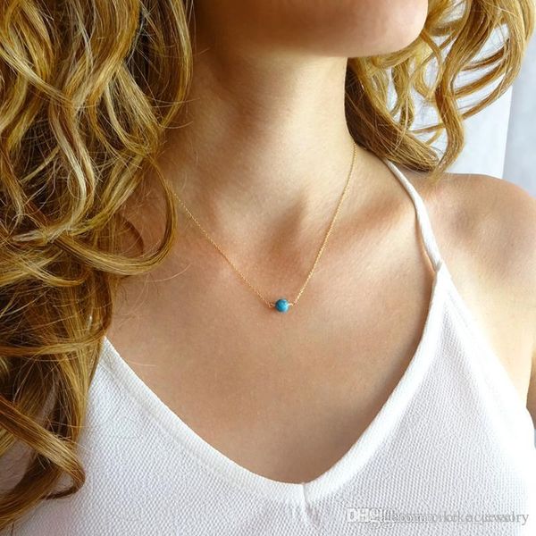 

ювелирные изделия сексуального способа позолоченной цепь металл с голубым камнем бисер аксессуаром для женщин ожерелья подарка любовника, Silver