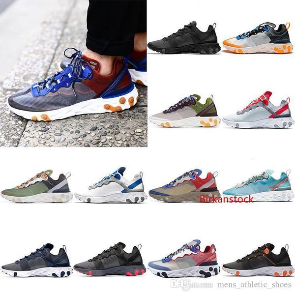 

new arrival 2019 react element 55 87 mens womens running shoes moss university red green mist total orange anthracite designers