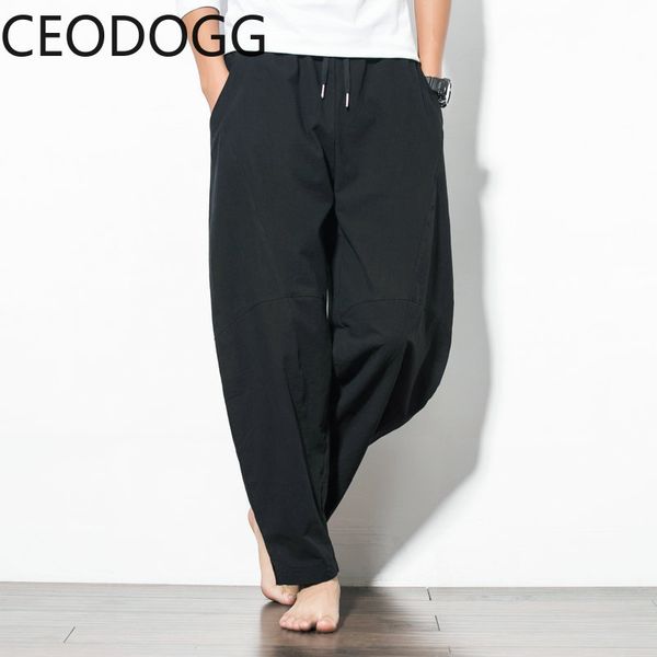 

high waist hip sport wide leg pants men loose causal solid simple trousers male summer 2020 new soft pantalones, Black