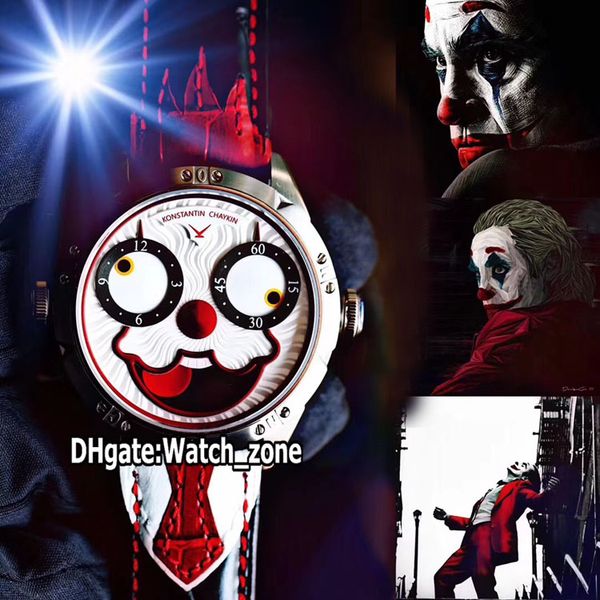 

tw f v3s new konstantin chaykin moon phase joker vampire halloween dial nh35a automatic mens watch steel case black leather red tie watches, Slivery;brown