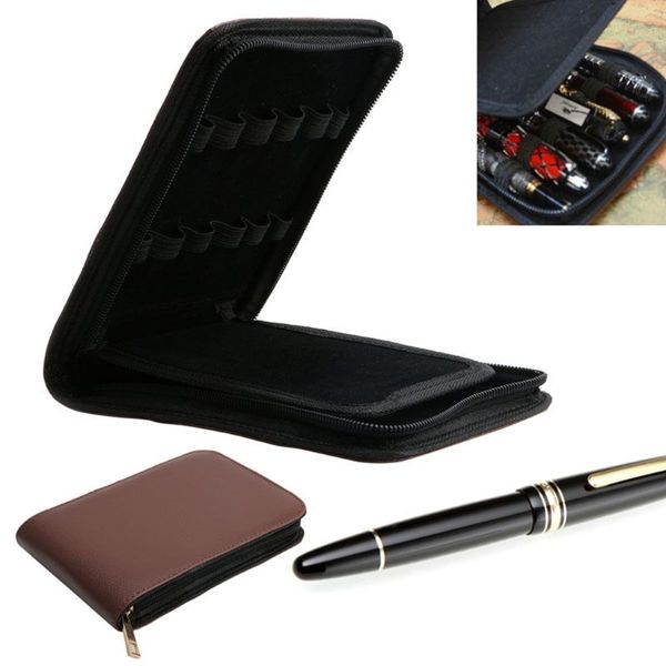 

12 pens fountain pen/roller pen faux leather zipper case holder new d08b