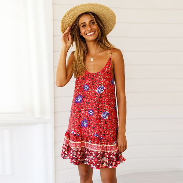 

Hot Designer Women Dresses Sexy Strapless Beach Dress Party Floral Dress Ladies Loose Printing Jumpsuit Clothing