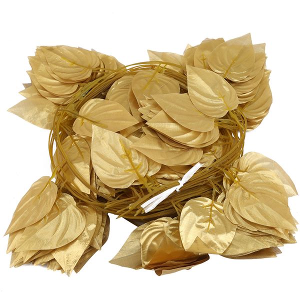 

golden fake leaf hanging garland artificial plant wired gold leaf garland ivy artificial vine greenery wedding decoration