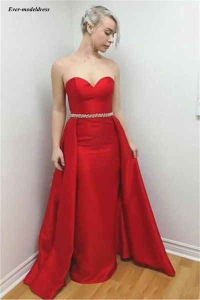 

charming red sweetheart evening dresses 2019 sleeveless zipper back beaded special occasion gowns with detachable train, White;black