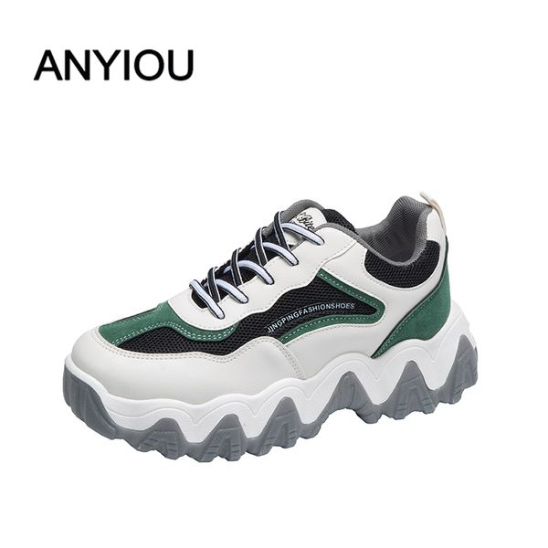 

anyiou new simple winter platform ladies sneakers breathable casual shoes woman fashion height increasing shoes size 35-40, Black