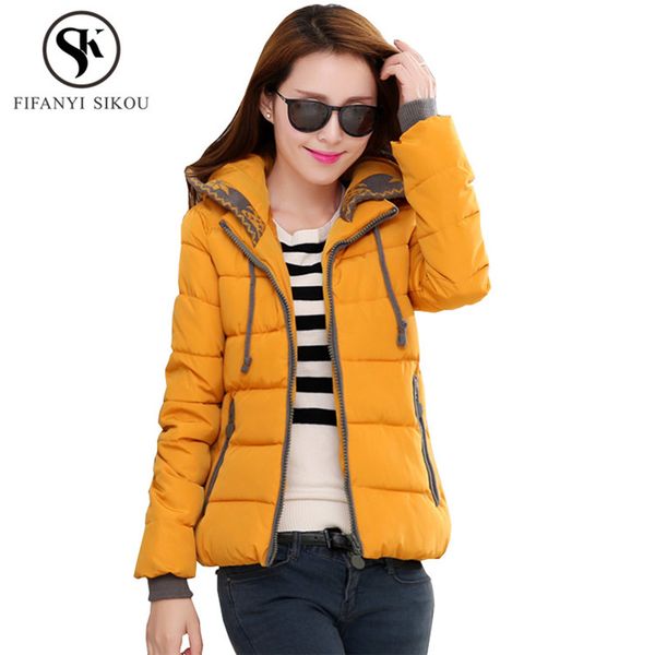

new 2018 winter jacket women hooded coat short cotton wadded jacket casual warm women parka loose fashion outerwear plus size, Black