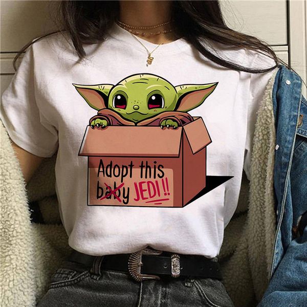 

baby yoda mandalorian t shirt men/women harajuku star wars t-shirt moive graphic tees men tshirt male 80s top, White