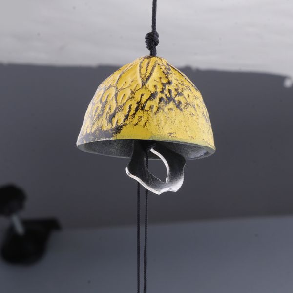 

wind bell japanese cast iron yellow windchime temple bell round-shaped #1