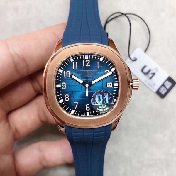 

luxury watch grenade rose gold mens watch nautilus automatic movement stainless steel bezel 40mm dial rubber strap male wrist watches, Slivery;brown