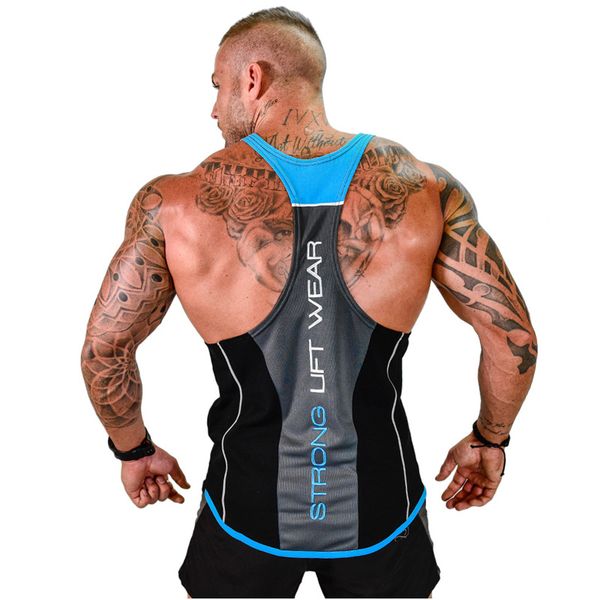 

2019 new men tank gyms workout fitness bodybuilding sleeveless shirt male cotton clothing casual singlet vest undershirt, White;black