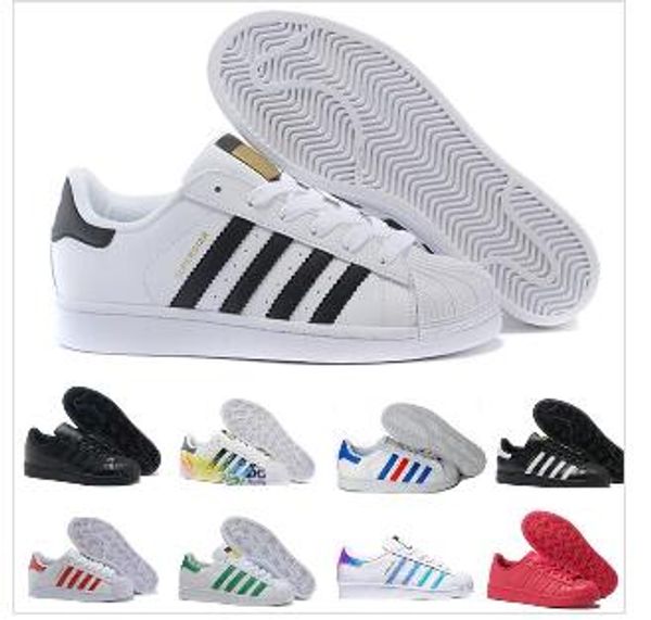 

2019 Повседневные оригиналы Superstar White Hologram Радужные Junior Superstars 80-е годы Гордость кроссовки Super Star Женщины Мужчины Спорт Повседневная обувь 36-45
