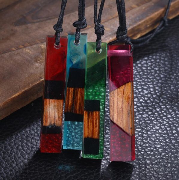 

fashion women men necklace handmade vintage resin wood necklaces pendants long rope wooden necklace jewelry ing, Silver