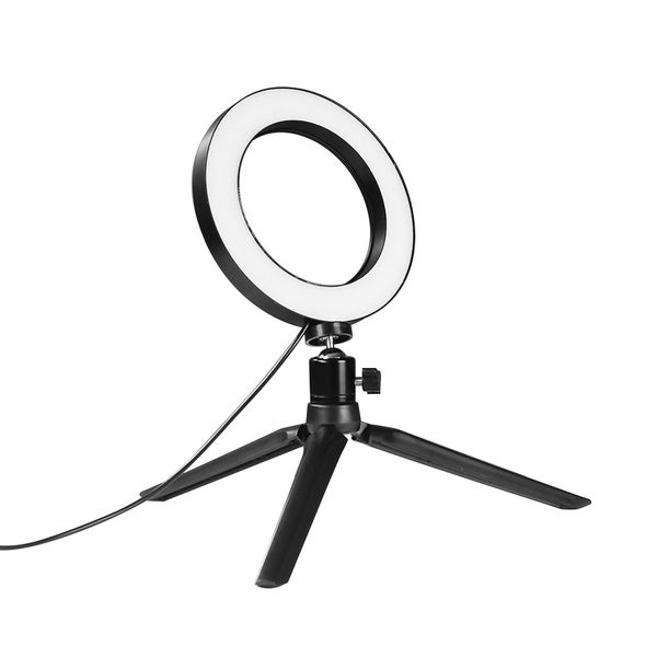 DSLR Photographic Studio Selfie Ring Light 3200K-5500K con fotocamera fotografica fotografica dimmerabile illuminazione a LED con cavo USB e mini treppiede