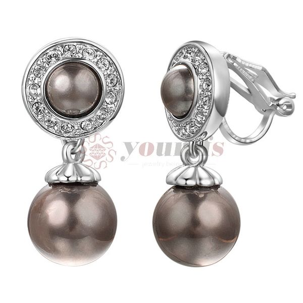 

yoursfs clip on dangle earrings for women wedding bridal crystal clip-on earrings (grey clip earrings, Silver