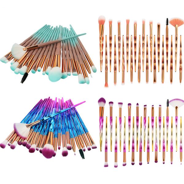 

Pro 20pc diamond makeup bru he et fan powder foundation blu h eye hadow lip co metic beautiful make up bru h tool