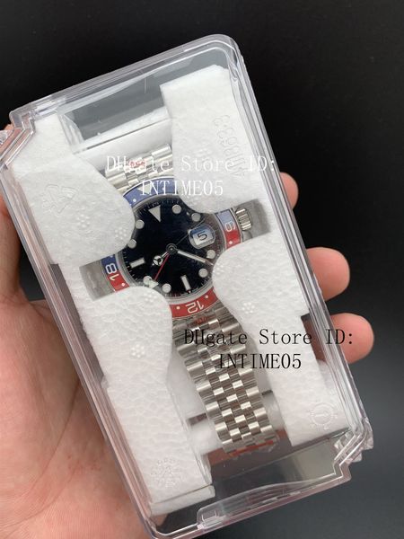 

gmf factory 904l steel watch 40mm gmt batman 126710 red/blue ceramic bezel cal.3285 movement automatic mens watches, Slivery;brown